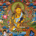 Tibetan Five Zambhala artwork featuring prosperity deity and sacred symbolism