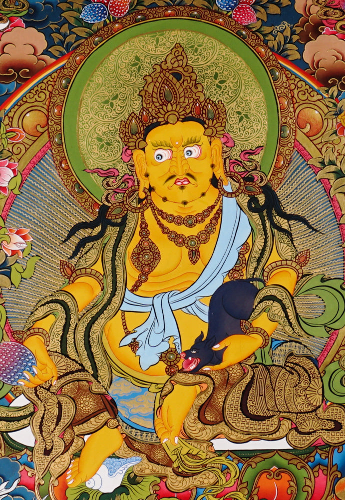 Tibetan Five Zambhala artwork featuring prosperity deity and sacred symbolism