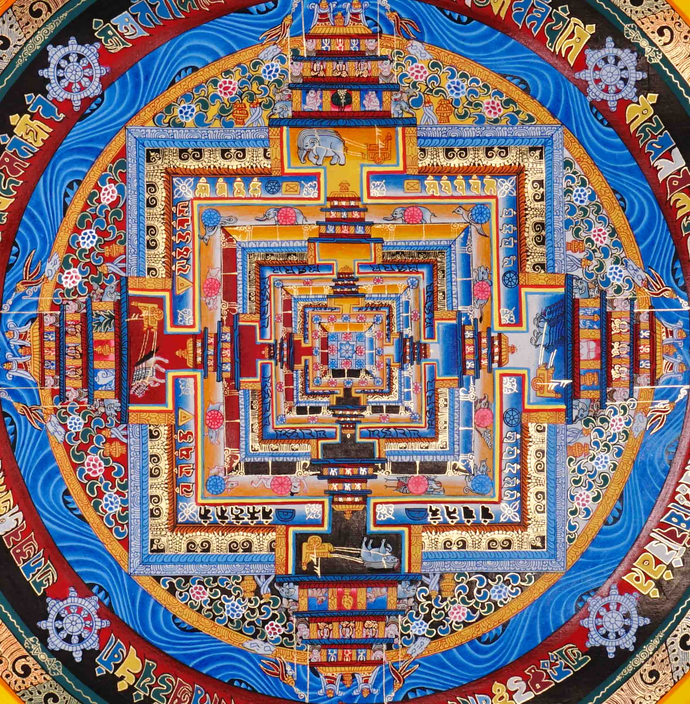 Kalachakra Mandala Thangka  Wheel of Time Tibetan art.
