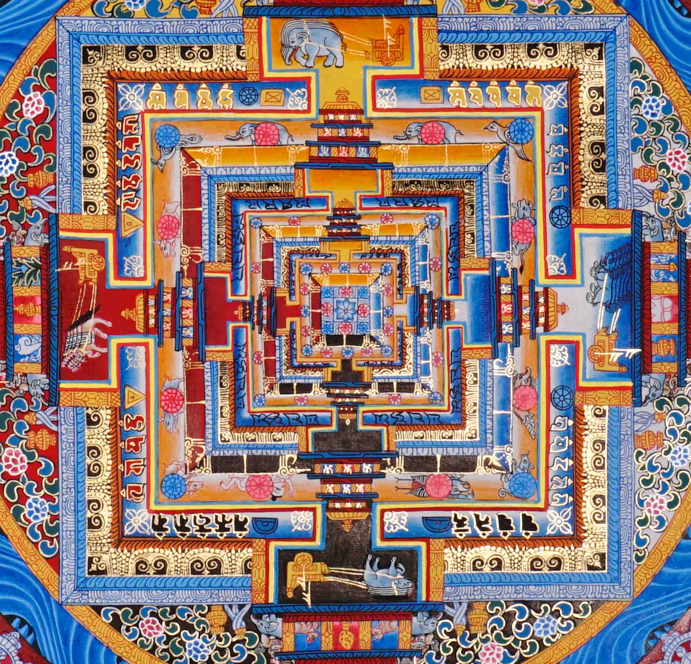 Kalachakra Mandala Thangka  Wheel of Time Tibetan art.