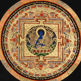 Medicine Buddha Mandala Thangka healing Buddha sacred art.