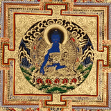 Medicine Buddha Mandala Thangka healing Buddha sacred art.