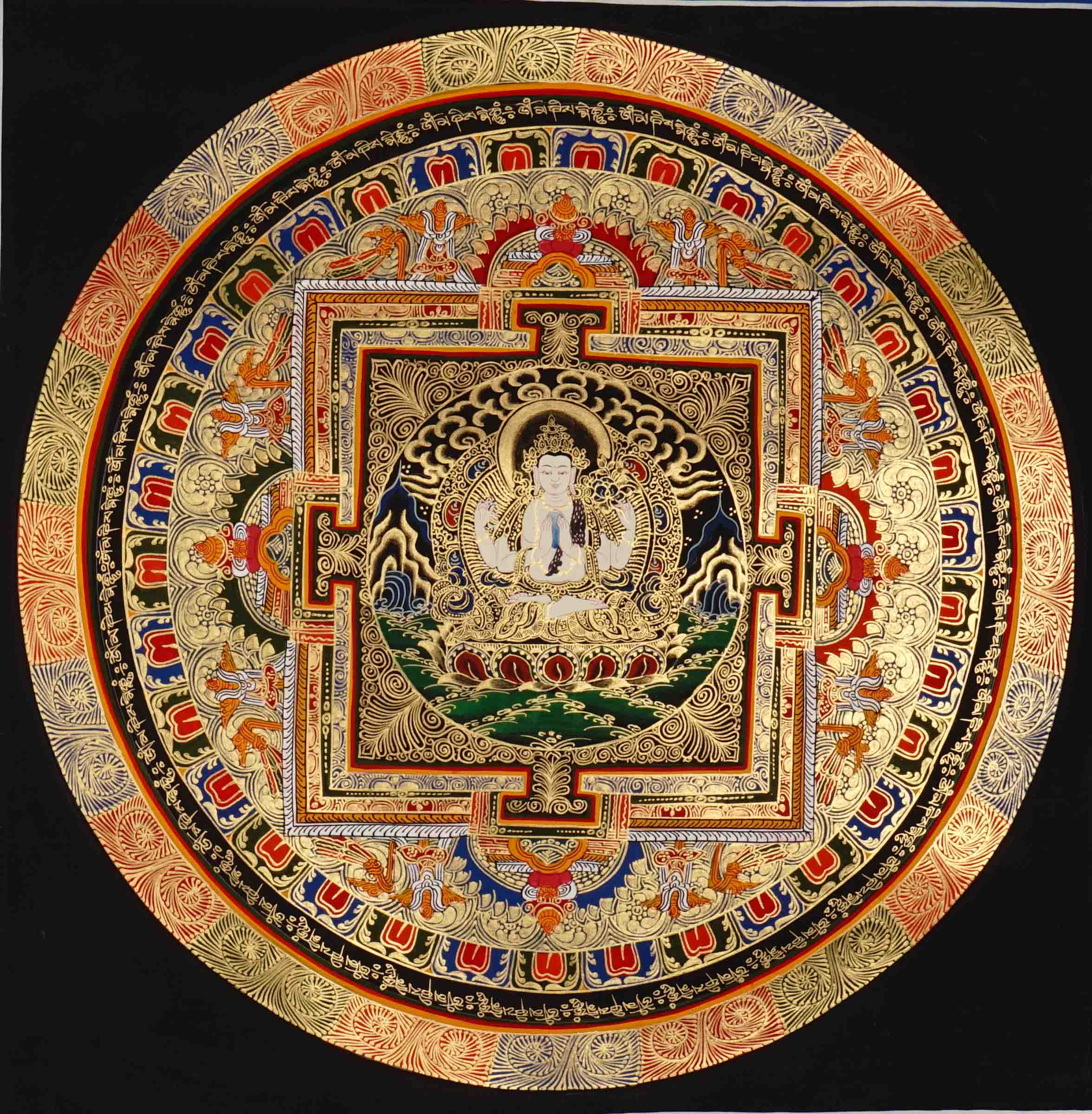 Chenrezig Mandala Thangka Avalokiteshvara Art Nepal