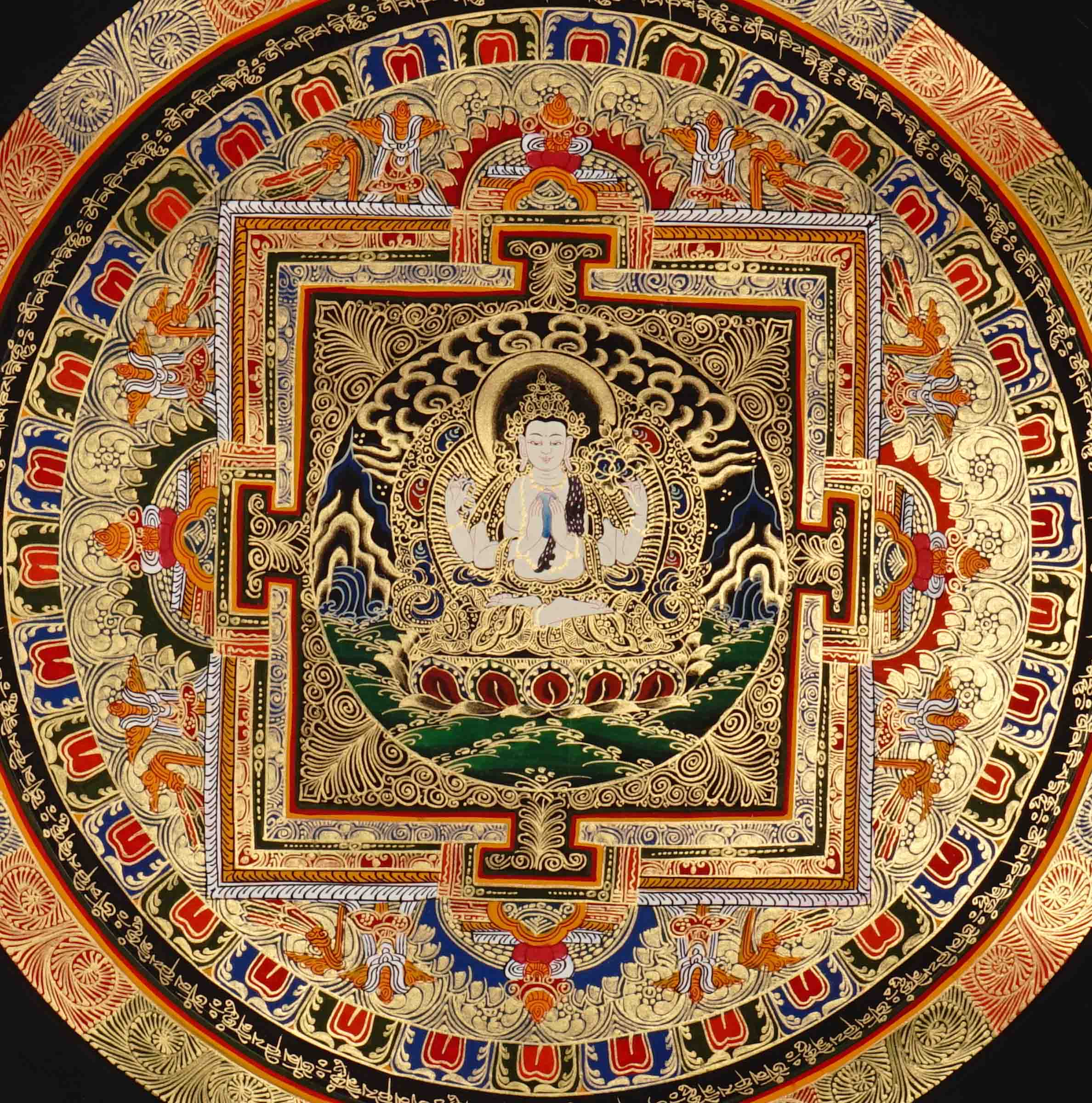 Chenrezig Mandala Thangka Avalokiteshvara Art Nepal