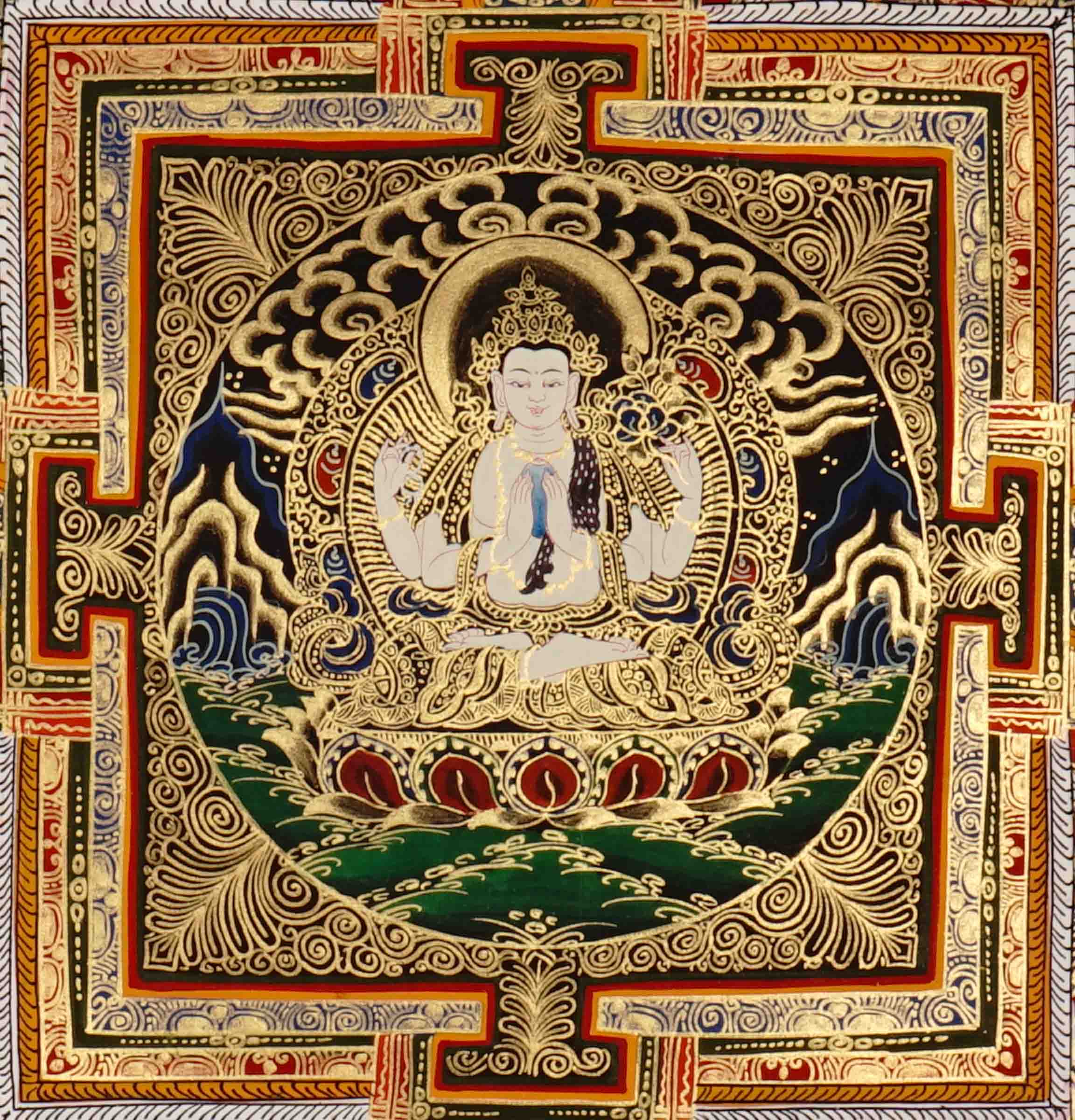 Chenrezig Mandala Thangka Avalokiteshvara Art Nepal