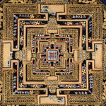 Black and gold Kalachakra Mandala Thangka Wheel of Time sacred art Nepal