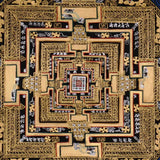 Black and gold Kalachakra Mandala Thangka Wheel of Time sacred art Nepal
