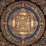 Kalachakra Mandala Thangka Black Gold Wheel of Time Art Nepal