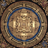 Kalachakra Mandala Thangka Black Gold Wheel of Time Art Nepal