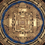 Kalachakra Mandala Thangka Black Gold Wheel of Time Art Nepal