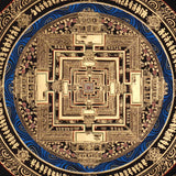 Kalachakra Mandala Thangka Black Gold Wheel of Time Art Nepal