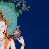 four armed chenrezig hand painted tibetan thangka