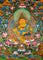Yellow Zambhala thangka with prosperity deity seated on lotus throne
