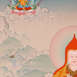 Je Tsongkhapa Buddhist master thangka painting with disciples and sacred offerings