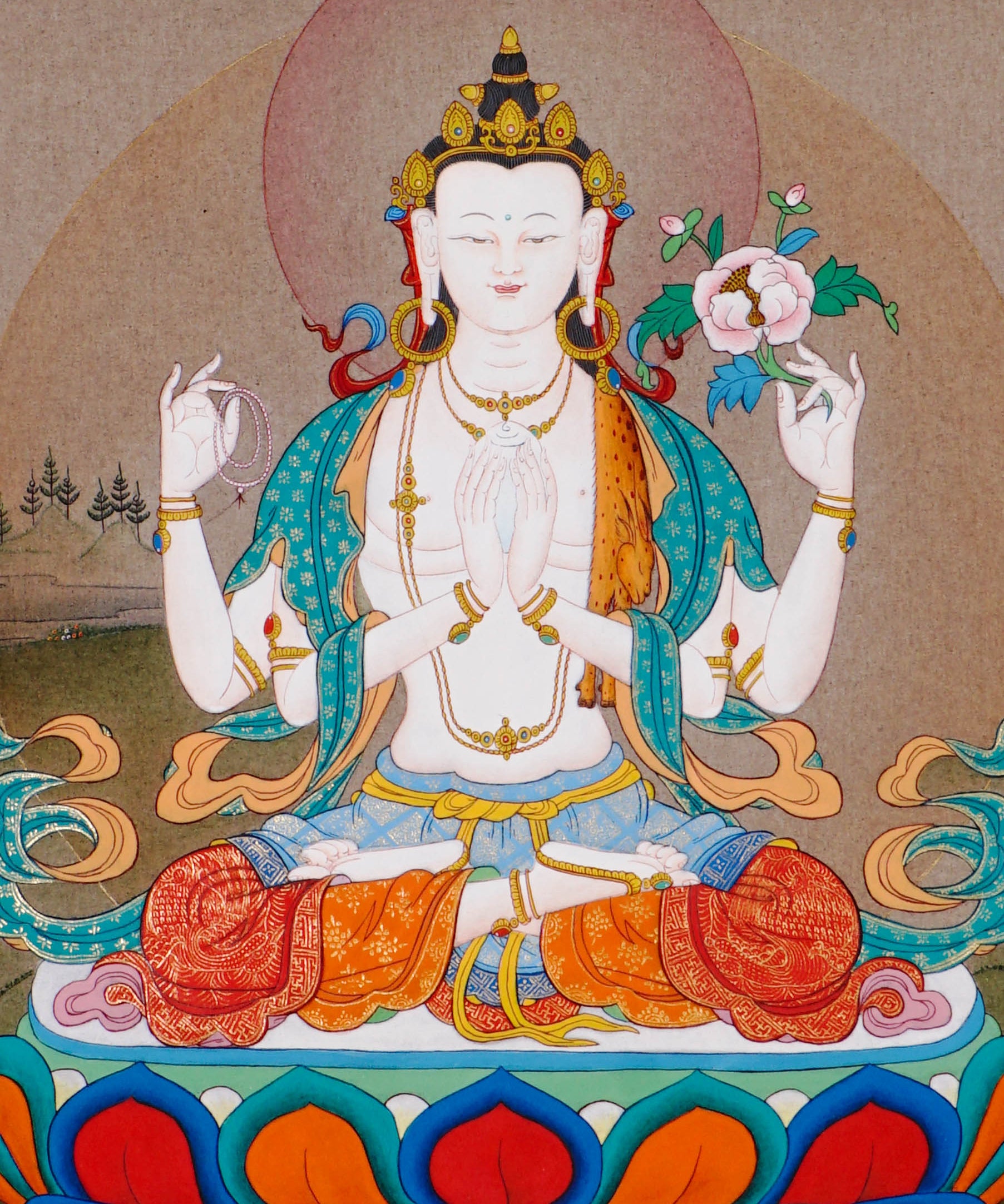 chenrezig thangka painting avalokiteshvara buddhist artwork