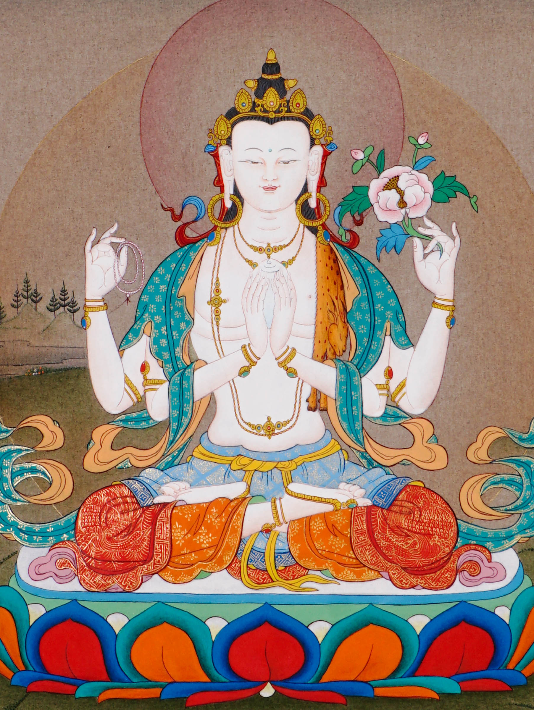 chenrezig thangka painting avalokiteshvara buddhist artwork