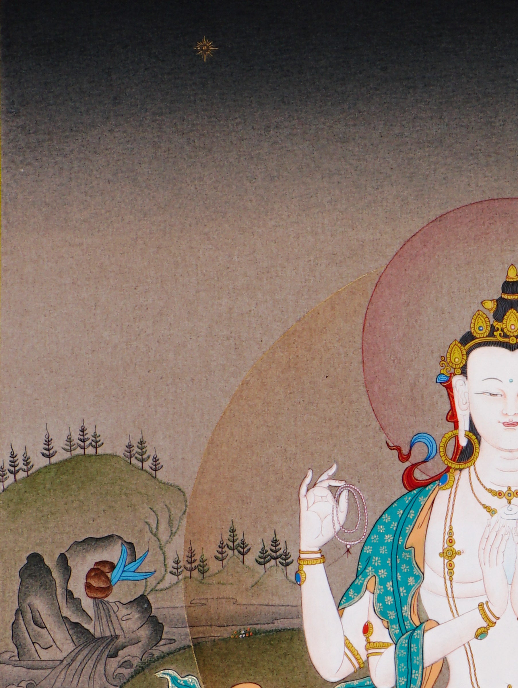 chenrezig thangka painting avalokiteshvara buddhist artwork