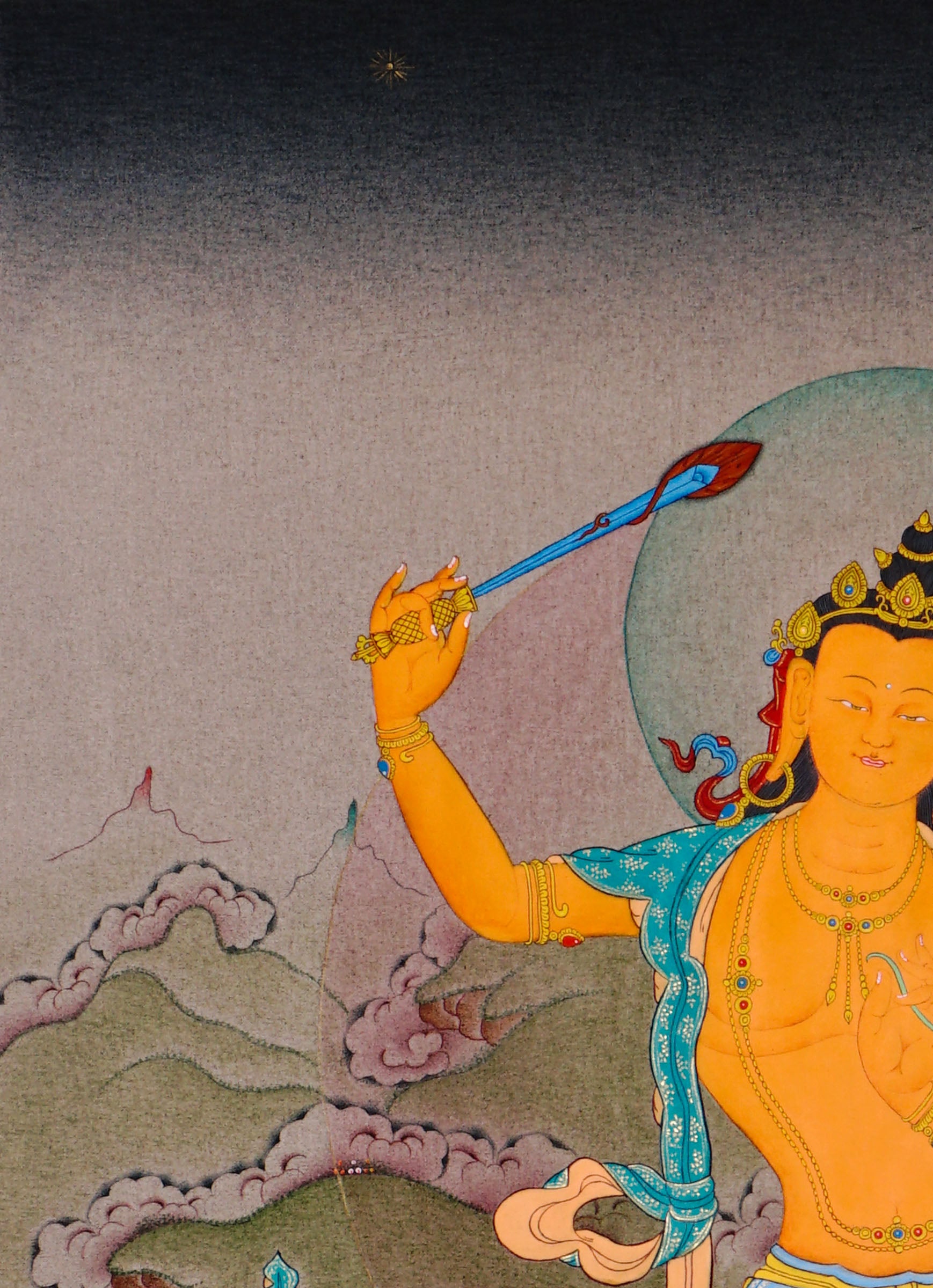 manjushri thangka painting buddhist wisdom artwork