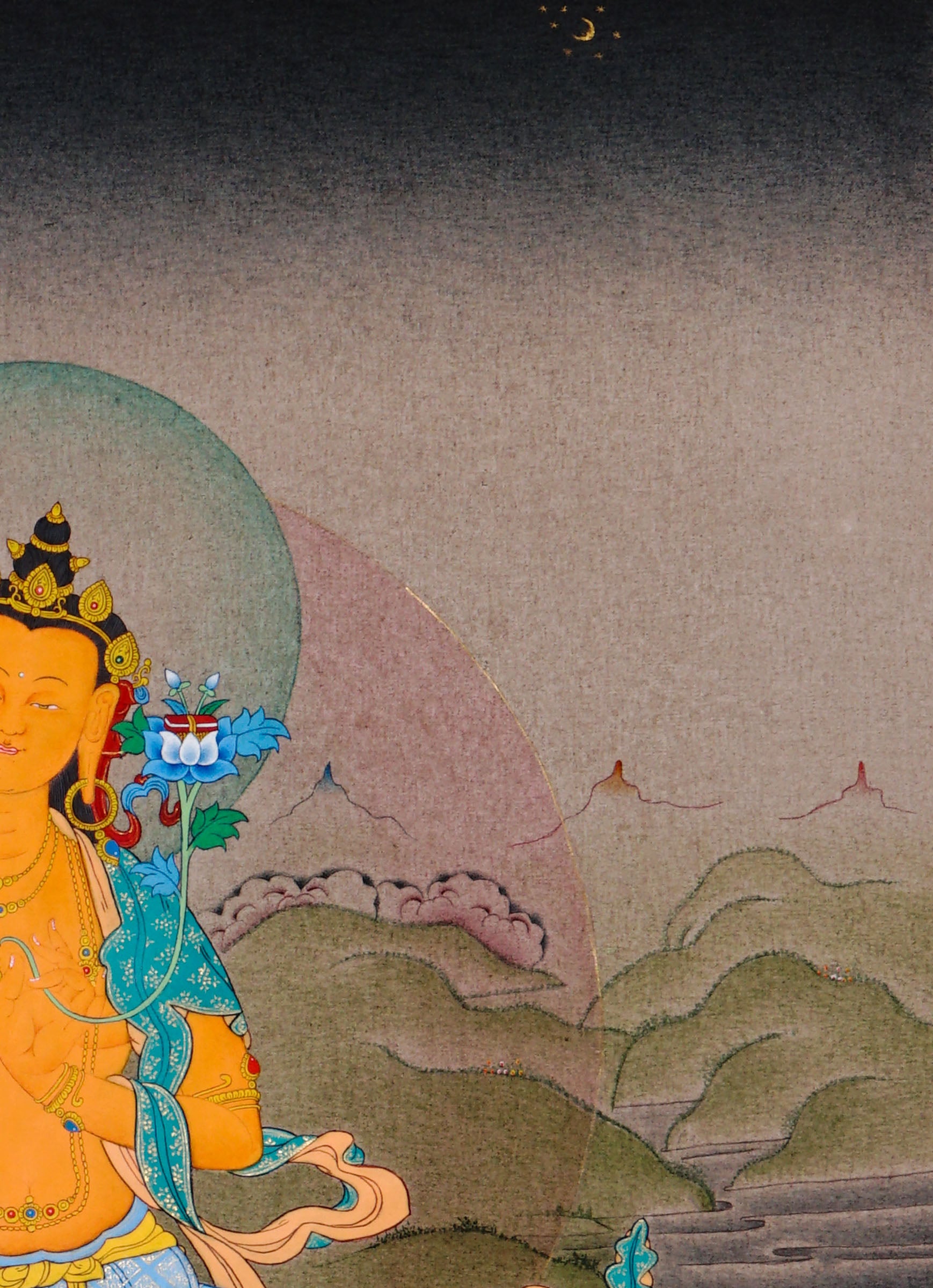 manjushri thangka painting buddhist wisdom artwork