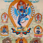 Hand-painted Hayagriva thangka with multiple arms and wrathful compassionate form