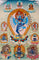 Hand-painted Hayagriva thangka with multiple arms and wrathful compassionate form