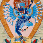 Hand-painted Hayagriva thangka with multiple arms and wrathful compassionate form