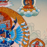 Hand-painted Hayagriva thangka with multiple arms and wrathful compassionate form