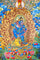 Black Zambhala thangka with wrathful wealth deity surrounded by golden flames