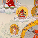 Vajrayana Buddhist Vajrayogini painting with lineage masters and tantric symbolism