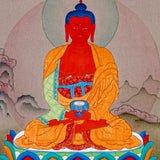 amitabha buddha meditation thangka on lotus throne