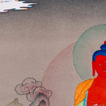 amitabha buddha meditation thangka on lotus throne