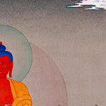 amitabha buddha meditation thangka on lotus throne