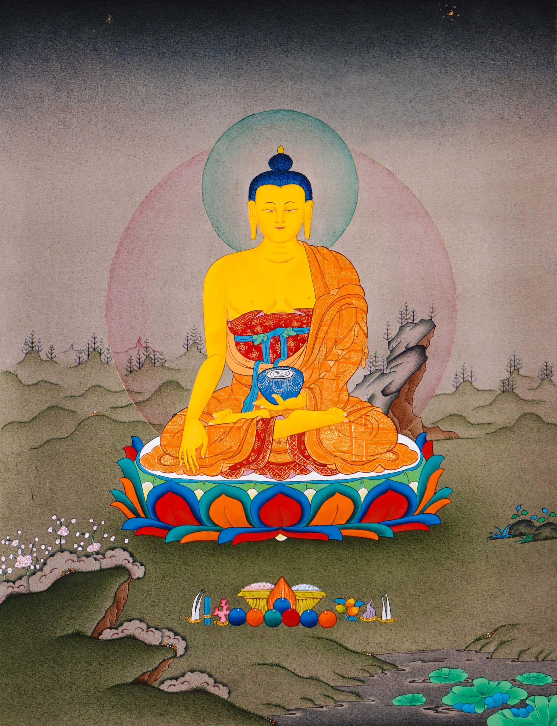 sacred himalayan shakyamuni buddha thangka art