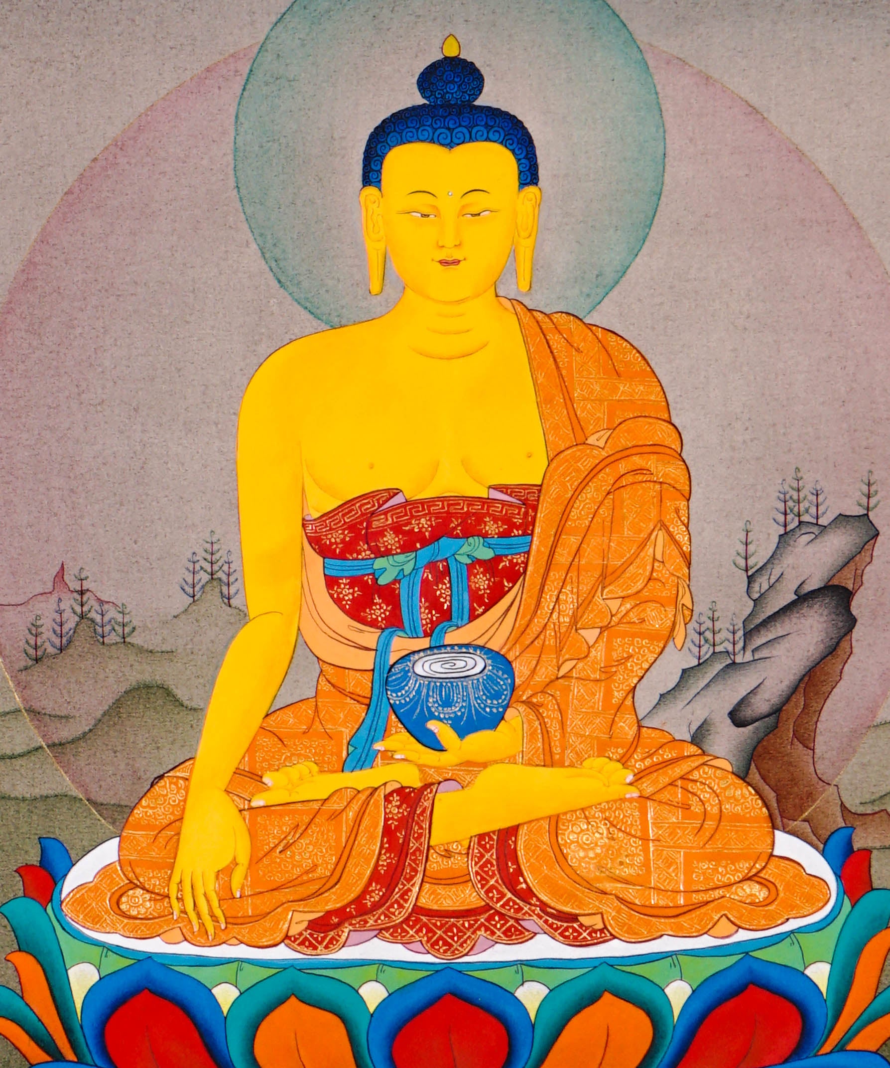 sacred himalayan shakyamuni buddha thangka art