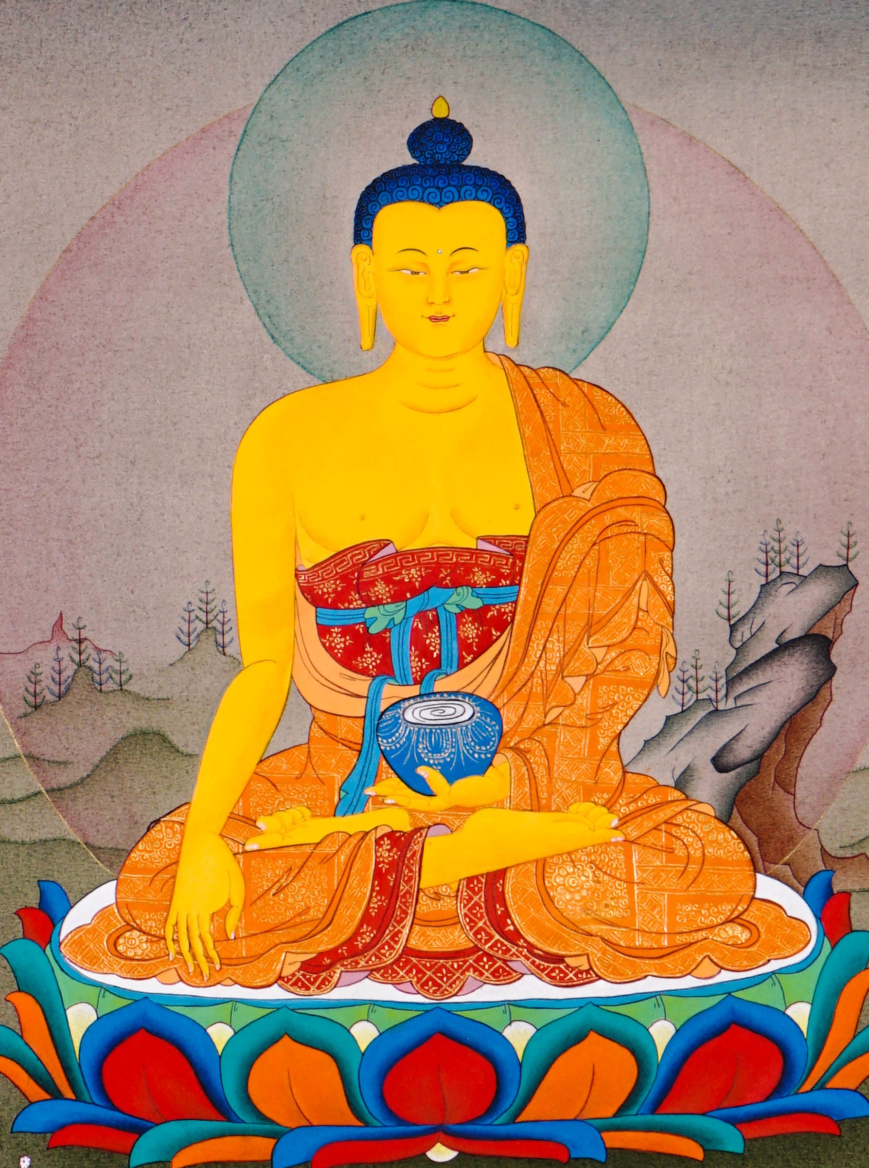 sacred himalayan shakyamuni buddha thangka art