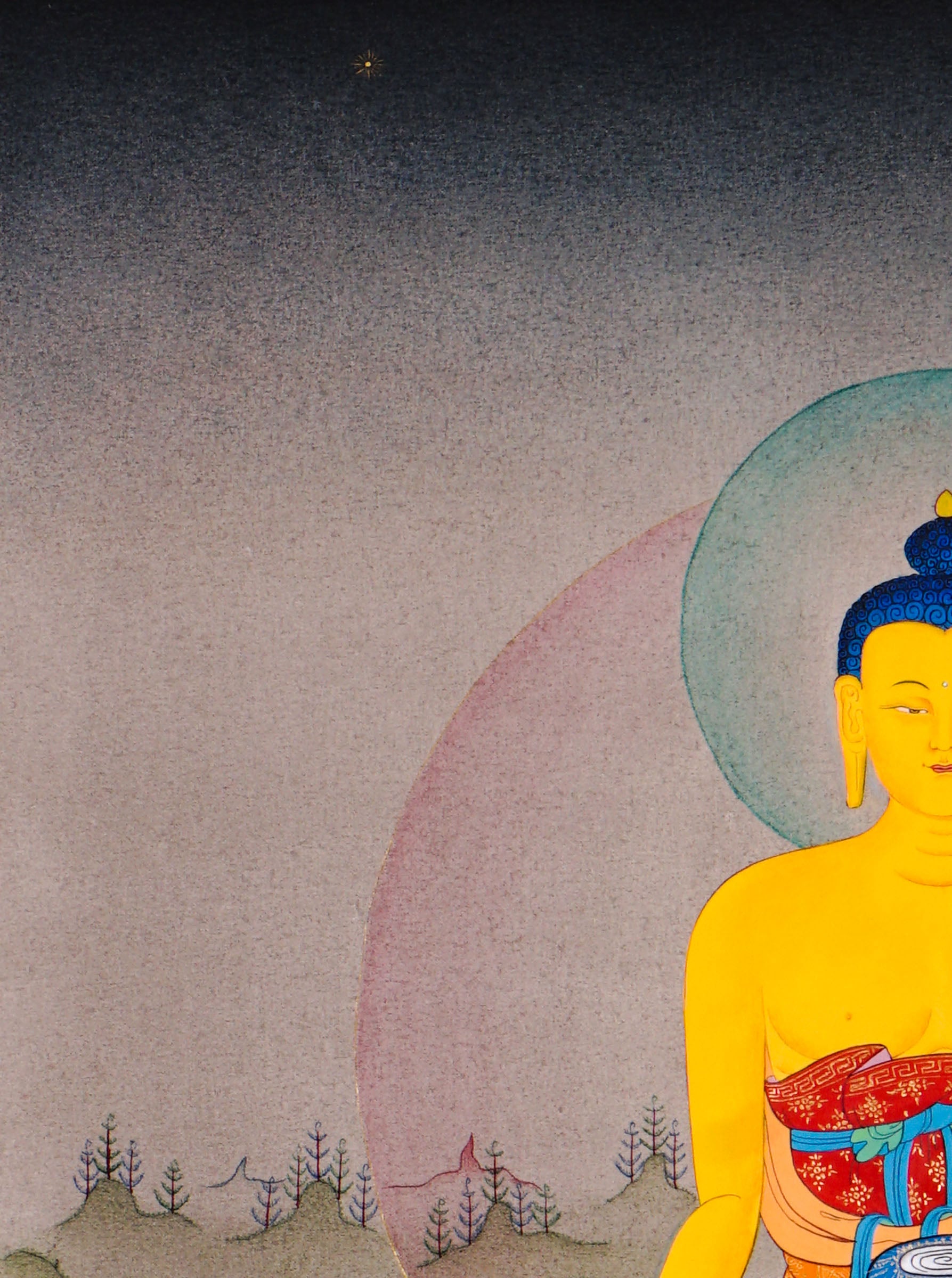 sacred himalayan shakyamuni buddha thangka art