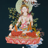 Dukkar thangka painting White Umbrella Goddess Tibetan protective deity with multiple arms seated on lotus