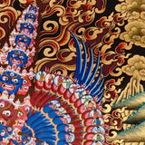 Heruka Thangka painting with multi-faced wrathful deity, flame halo, lotus base, and Tibetan Buddhist tantric symbolism