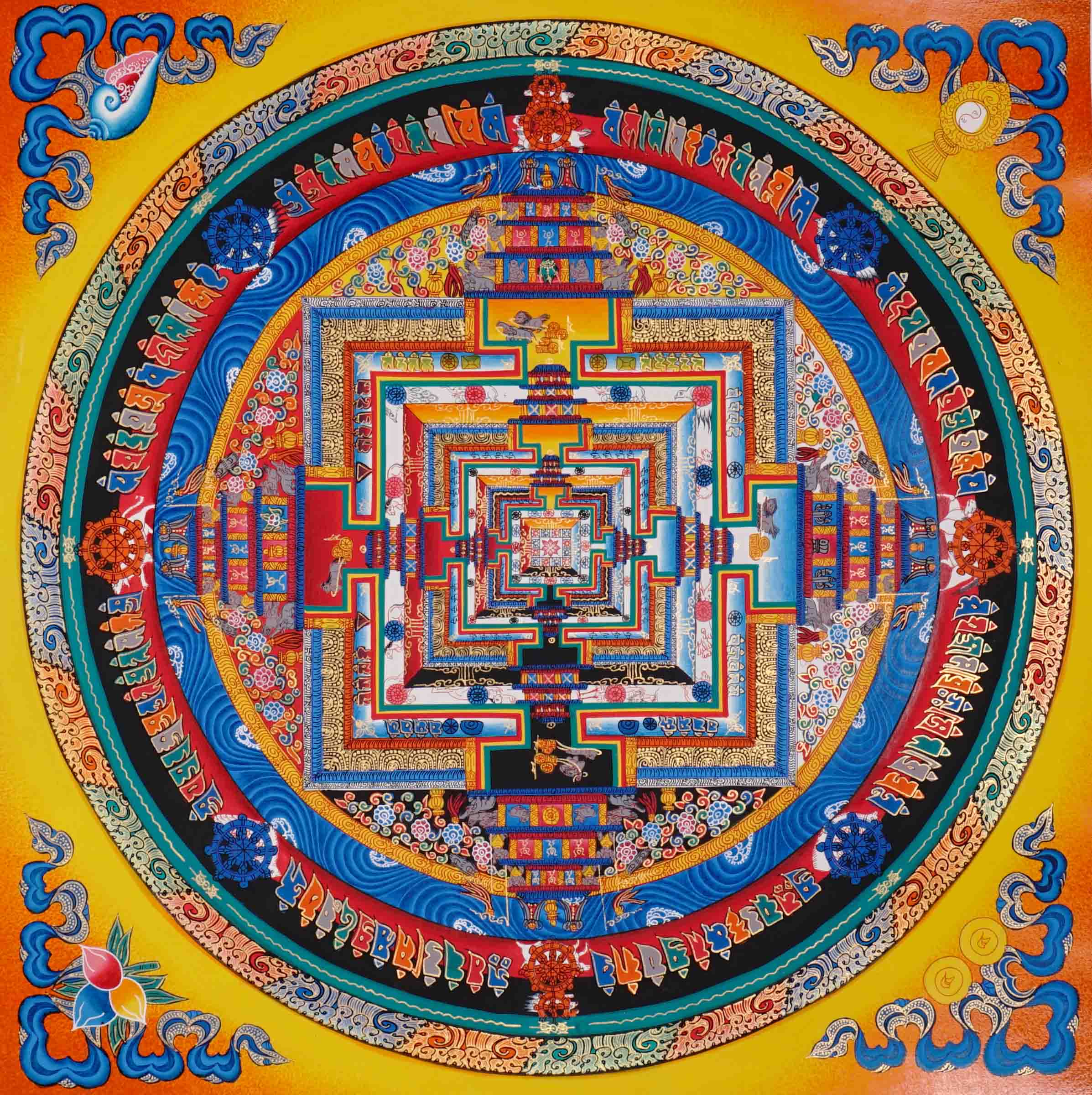 Multi color Kalachakra Mandala Thangka Wheel of Time