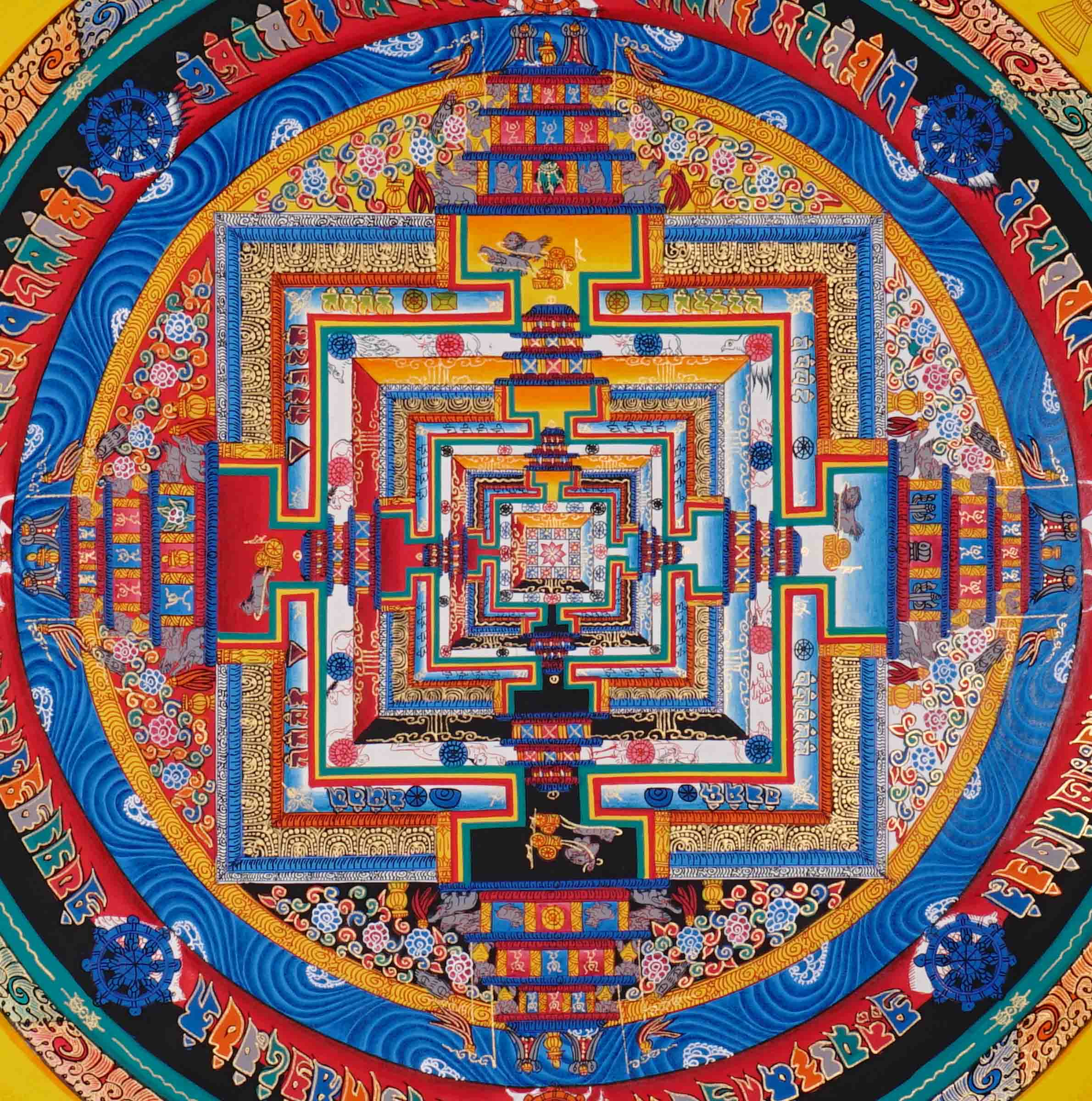 Multi color Kalachakra Mandala Thangka Wheel of Time