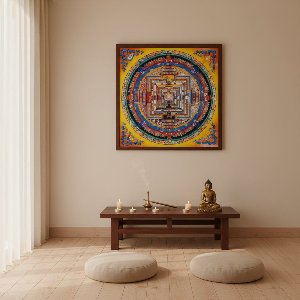 Multi color Kalachakra Mandala Thangka Wheel of Time