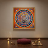  Orange multicolor Kalachakra Mandala Thangka Wheel of Time Sacred art Nepal