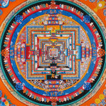  Orange multicolor Kalachakra Mandala Thangka Wheel of Time Sacred art Nepal