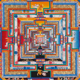  Orange multicolor Kalachakra Mandala Thangka Wheel of Time Sacred art Nepal