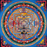 Blue multicolor Kalachakra Mandala Thangka Wheel of Time Himalayan art from Nepal