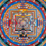 Blue multicolor Kalachakra Mandala Thangka Wheel of Time Himalayan art from Nepal