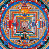 Blue multicolor Kalachakra Mandala Thangka Wheel of Time Himalayan art from Nepal