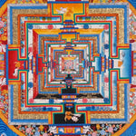 Blue multicolor Kalachakra Mandala Thangka Wheel of Time Himalayan art from Nepal