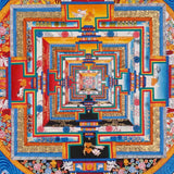 Blue multicolor Kalachakra Mandala Thangka Wheel of Time Himalayan art from Nepal