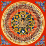 Manjushree Mandala Thangka with mantra circle and lotus design from Nepal